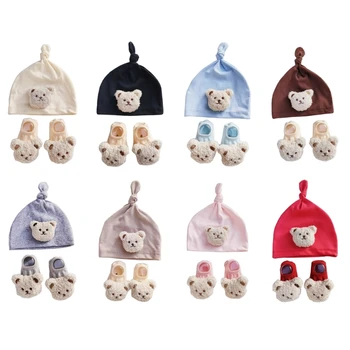 K1MA Прекрасная детская шапочка Головной убор для новорожденных с рисунком медведя Дизайн носков