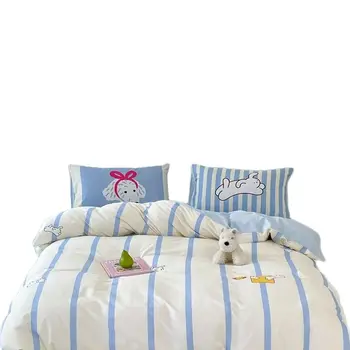 Высококачественный комплект постельных принадлежностей из 100% хлопка 13372 Домашнее белье с допаминовой цифровой печатью, пододеяльник, розово-голубое постельное белье для мальчиков и девочек, простыня