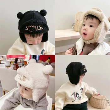 Зимняя теплая детская защитная шапка с утолщенными ушками, мягкая хлопковая кепка Lei Feng для детей, девочек и мальчиков