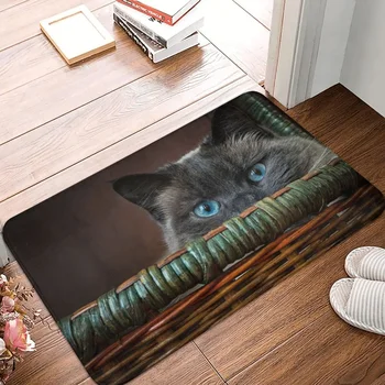 Кошка, Милые Кавайные животные, Нескользящий коврик, Голубые глаза, ковер, Коврик для гостиной, кухни, Современный Молитвенный дом