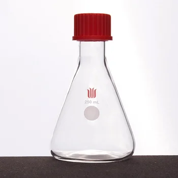 Треугольная бутылка SYNTHWARE с внешней резьбой, прокладка из ПТФЭ, Толстостенная, gl25 мм / gl32 мм, колба эрленмейера из боросиликатного стекла, F73